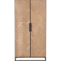 J-line - Kast Hoog 2 Deuren Zigzag Hout/metaal Naturel/zwart - 95x42x186cm