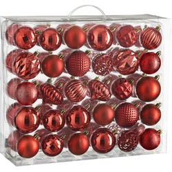 House of Seasons Kerstballen Set - 60 Stuks - Ø7 cm - Onbreekbaar - Rood