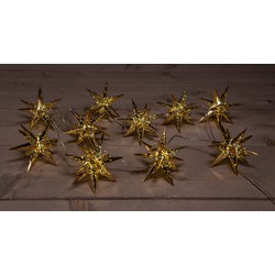 10Pcs Gold 3D Star 12 cm 10Led Warm White 1,5M