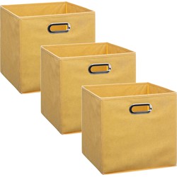 Set van 3x stuks opbergmand/kastmand 29 liter geel linnen 31 x 31 x 31 cm - Opbergmanden
