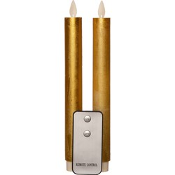 Kaarsen set van 2x stuks Led dinerkaarsen goud inclusief afstandsbediening 23 cm - LED kaarsen