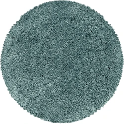 Azure Hoogpolig Effen Aqua Blauw vloerkleed - Rond - 80 X 80 CM