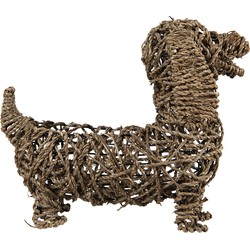 Clayre & Eef Beeld Hond 32x17x30 cm Bruin Rotan Woonaccessoires