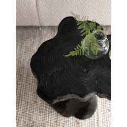 MUST Living Stool Mushroom Black,45xØ40 cm, black teakwood roots