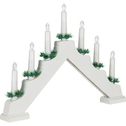 HI kaarsenbrug - wit - 42,5 x 4,5 x 32 cm - kunststof -met LED kaarsen - kerstverlichting figuur