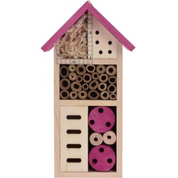 Roze huisje voor insecten 26 cm vlinderhuis/bijenhuis/wespenhotel - Insectenhotel