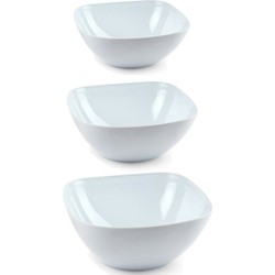 Voedsel serveerschalen set 8x stuks wit kunststof in 3 formaten - Serveerschalen
