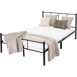 ML-Design metalen bed zwart, 120x200 cm, op stalen frame met hoofdbord en lattenbodem