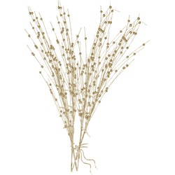 Kerstversiering glitter tak goud 76 cm decoratie kunstbloemen/kunsttakken met warm witte LED lichtjes - Decoratieve tak kerst