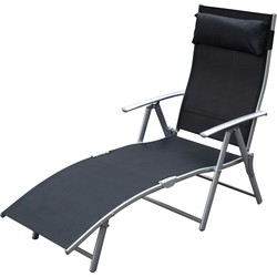 4goodz Comfortabele Zonnebed 7-standen - Textileen ligstoel - Zwart