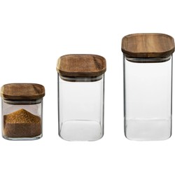 Set van 3x keuken voorraadbussen/potten glas 0.6-1.0-1.3 Liter inhoud - Voorraadpot