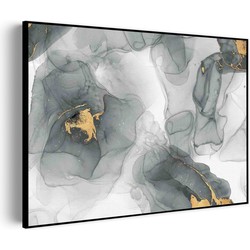 Muurwerken Akoestisch Schilderij - Abstract Marmer Look Grijs met Goud 04 - Geluidsdempend Wandpaneel - Wanddecoratie - Geluidsisolatie - PRO (AW 0.90) XXL (150x107)