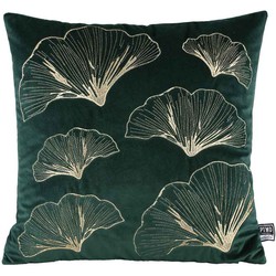 PTMD Jaz Vierkant Kussen - 45 x 10 x 45 cm - Velvet - Groen/goud