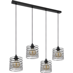Industriële hanglamp Tilly - L:100cm - E27 - Metaal - Zwart