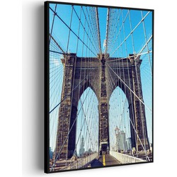 Muurwerken Akoestisch Schilderij - Brooklyn Bridge New York Voetganger - Geluidsdempend Wandpaneel - Wanddecoratie - Geluidsisolatie - PRO (AW 0.90) XL (86X120)