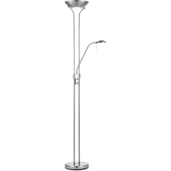 Moderne vloerlamp 50/50/180cm - dimbare staande lamp met flexibele leeslamp - Geborsteld staal - R7s+G9 lichtbron - geschikt voor woonkamer, slaapkamer en thuiskantoor