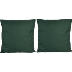 2x Bank/sier kussens voor binnen en buiten in de kleur donkergroen 45 x 45 cm - Sierkussens