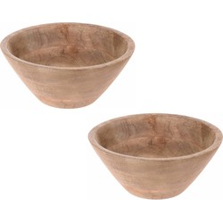 Set van 3x stuks houten ronde schaal/schalen 21 x 10 cm - Serveerschalen