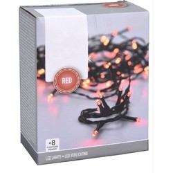 Kerstverlichting lampjes snoer 6m - met 80 LED lichtjes rood - buiten/binnen - Kerstverlichting kerstboom