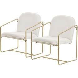 Set van 2 fauteuils Beige met goudkleurig stalen frame Relax fauteuil met armleuning & rugleuning ML design