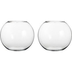 Mica Decorations Bolvaas/komvaas - Set van 3x stuks - glas - vissenkom - 20 x 25 cm - Vazen