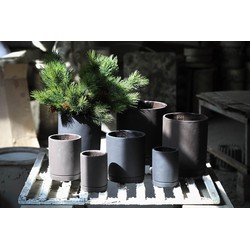 PTMD Bloempot Vik - 20x20x25 cm - Cement - Donker paars
