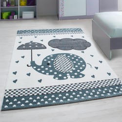 Kids Kinderkamer Olifant Blauw vloerkleed - - 200 X 290 CM