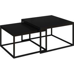 Meubella Salontafel Styler - Mat Zwart - 70 cm - set van 2