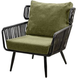 Hana lounge chair alu black/rope black/emerald green - Yoi