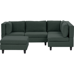 UNSTAD - 4-zitsbank met ottomaan - Donkergroen - Links -  Polyester