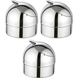 Klep asbak - 3x - zilver - metaal - 9 cm - terrasasbak - stormasbak - Asbakken