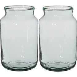 2x Bloemenvaas / cilindervaas van glas 30 x 18 cm - Vazen