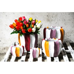 PTMD Bloempot Triniti - 21x21x21 cm - Cement - Rood