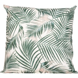 1x Bank/sier kussens met palm plant/bladeren print voor binnen en buiten 45 x 45 cm - Sierkussens