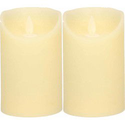Anna's Collection Led kaars - 2x- ivoor wit - H12,5 x D7,5 cm - wax - LED kaarsen