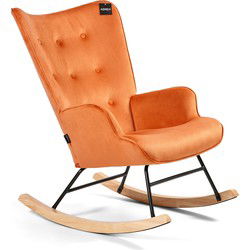 Aemely® Schommelstoel 'Steerne' - Koper Velvet, Blank Hout