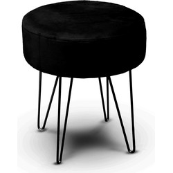 Unique Living Kruk Davy - velvet - zwart - metaal/stof - D35 x H40 cm - Krukjes