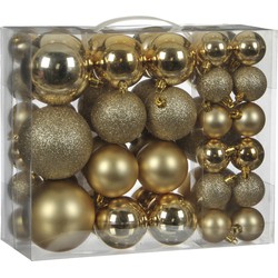 46x stuks kunststof kerstballen goud 4, 6 en 8 cm - Kerstbal