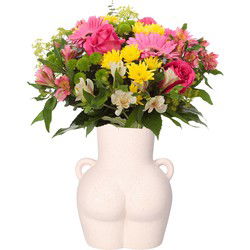 Vaas Butt vrouwenlichaam - porselein - 18 x 15 x 22 cm - creme wit - Vazen