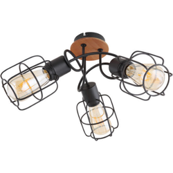 Plafondlamp met 3 gebogen metalen staven | E27 | Zwart | 3-lichts | Industrieel | Plafondspots