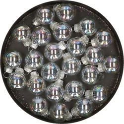 Othmar Decorations mini kerstballen van glas - 24x - transparant parelmoer - 2,5 cm - Kerstbal