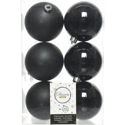 Kerstballen plastic glans-mat dia 8 cm zwart