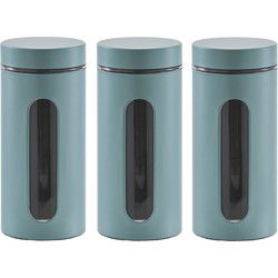 Zeller keuken Voorraadpot - 4x - eucalyptus groen - 1200 ml - D9.5 x 22cm - Voorraadblikken
