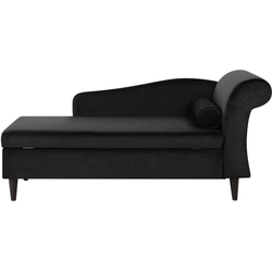 Beliani LUIRO - Chaise longue-Zwart-Fluweel