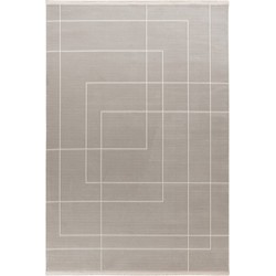 Claire vloerkleed - Japandi Stijl Geblokt En Gestreept Modern - Grijs - 200 X 290 CM