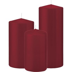 Stompkaarsen set van 6x stuks bordeaux rood 12-15-20 cm - Stompkaarsen