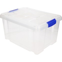 4x Opslagbakken/organizers met deksel 5 liter 29 cm transparant - Opbergbox