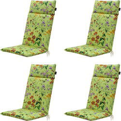 Madison -  Tuinstoelkussen Hoge Rug Milly green - Ca. 120x50 cm - Set van 4
