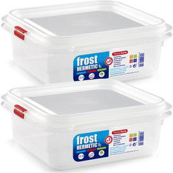 Plasticforte vershoudbakje - 4x - deksel - 17 x 16 x 7 cm - 1L - Vershoudbakjes
