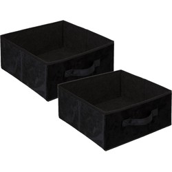 Set van 2x stuks opbergmand/kastmand 14 liter zwart polyester 31 x 31 x 15 cm - Opbergmanden